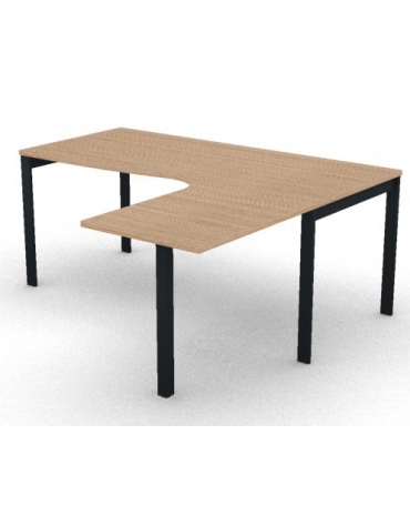 Workstation Dx con gamba autoportante e gambe a ponte - piano melaminico spessore mm 25 - Colori a scelta - cm 180x160x74h