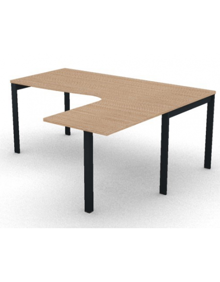Workstation Dx con gamba autoportante e gambe a ponte - piano melaminico spessore mm 25 - Colori a scelta - cm 180x160x74h
