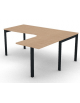 Workstation Dx con gamba autoportante e gambe a ponte - piano melaminico spessore mm 25 - Colori a scelta - cm 180x160x74h