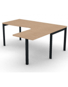 Workstation Dx con gamba autoportante e gambe a ponte - piano melaminico spessore mm 30 - Colori a scelta - cm 180x160x74,5h