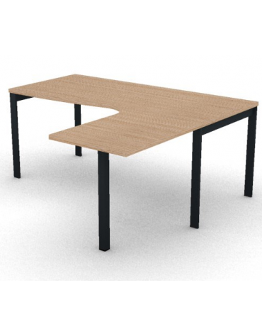 Workstation Dx con gamba autoportante e gambe a ponte - piano melaminico spessore mm 30 - Colori a scelta - cm 180x160x74,5h