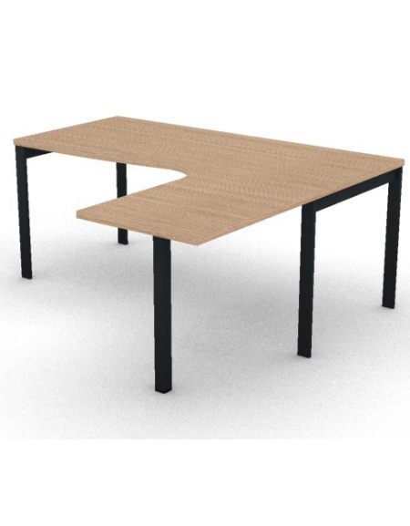 Workstation Dx con gamba autoportante e gambe a ponte - piano melaminico spessore mm 30 - Colori a scelta - cm 180x160x74,5h