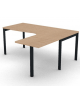 Workstation Dx con gamba autoportante e gambe a ponte - piano melaminico spessore mm 30 - Colori a scelta - cm 180x160x74,5h
