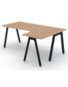 Workstation Dx forma a L con piano melaminico spessore mm 25 e gambe inclinate metalliche - Colori a scelta - cm 180x120x74h