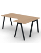 Workstation Dx forma a L con piano melaminico spessore mm 25 e gambe inclinate metalliche - Colori a scelta - cm 180x120x74h