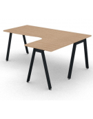 Workstation Dx forma a L con piano melaminico spessore mm 25 e gambe inclinate metalliche - Colori a scelta - cm 180x140x74h