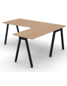 Workstation Dx forma a L con piano melaminico spessore mm 25 e gambe inclinate metalliche - Colori a scelta - cm 180x160x74h