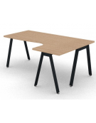 Workstation Dx forma a L con piano melaminico spessore mm 30 e gambe inclinate metalliche - Colori a scelta - cm 180x120x74,5h