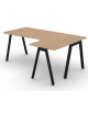 Workstation Dx forma a L con piano melaminico spessore mm 30 e gambe inclinate metalliche - Colori a scelta - cm 180x120x74,5h