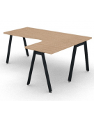 Workstation Dx forma a L con piano melaminico spessore mm 30 e gambe inclinate metalliche - Colori a scelta - cm 180x140x74,5h