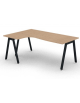 Workstation Sx forma a L con piano melaminico spessore mm 25 e gambe inclinate metalliche - Colori a scelta - cm 180x120x74h