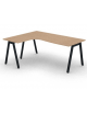 Workstation Sx forma a L con piano melaminico spessore mm 25 e gambe inclinate metalliche - Colori a scelta - cm 180x140x74h