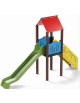 Torre singola con tetto, pali in plastica riciclata - scivolo in polietilene rotazionale cm 150h - cm 120x512x360h