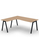 Workstation Sx forma a L con piano melaminico spessore mm 25 e gambe inclinate metalliche - Colori a scelta - cm 180x160x74h