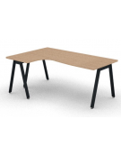 Workstation Sx forma a L con piano melaminico spessore mm 30 e gambe inclinate metalliche - Colori a scelta - cm 180x120x74,5h