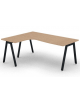 Workstation Sx forma a L con piano melaminico spessore mm 30 e gambe inclinate metalliche - Colori a scelta - cm 180x140x74,5h
