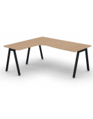 Workstation Sx forma a L con piano melaminico spessore mm 30 e gambe inclinate metalliche - Colori a scelta - cm 180x160x74,5h