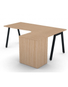 Workstation Dx con cassettiera portante e gambe a ponte - piano melaminico spessore mm 25 - Colori a scelta - cm 180x140x74h
