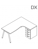 Workstation Dx con cassettiera portante e gambe inclinate - piano melaminico spessore mm 25 - Colori a scelta - cm 180x160x74h