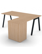 Workstation Dx con cassettiera portante e gambe inclinate - piano melaminico spessore mm 25 - Colori a scelta - cm 180x160x74h