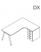 Workstation Dx con cassettiera portante e gambe inclinate - piano melaminico spessore mm 30 - Colori a scelta - cm 180x140x74,5h
