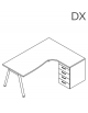 Workstation Dx con cassettiera portante e gambe inclinate - piano melaminico spessore mm 30 - Colori a scelta - cm 180x140x74,5h