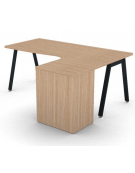 Workstation Dx con cassettiera portante e gambe inclinate - piano melaminico spessore mm 30 - Colori a scelta - cm 180x140x74,5h