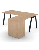 Workstation Dx con cassettiera portante e gambe inclinate - piano melaminico spessore mm 30 - Colori a scelta - cm 180x160x74,5h