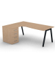 Workstation Sx con cassettiera portante e gambe inclinate - piano melaminico spessore mm 25 - Colori a scelta - cm 180x140x74h