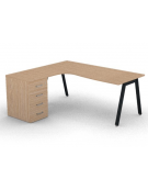 Workstation Sx con cassettiera portante e gambe inclinate - piano melaminico spessore mm 25 - Colori a scelta - cm 180x160x74h