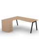Workstation Sx con cassettiera portante e gambe inclinate - piano melaminico spessore mm 25 - Colori a scelta - cm 180x160x74h