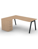 Workstation Sx con cassettiera portante e gambe inclinate - piano melaminico spessore mm 30 - Colori a scelta - cm 180x140x74,5h