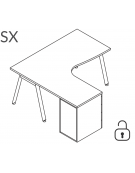 Workstation Sx con cassettiera portante e gambe inclinate - piano melaminico spessore mm 30 - Colori a scelta - cm 180x160x74,5h