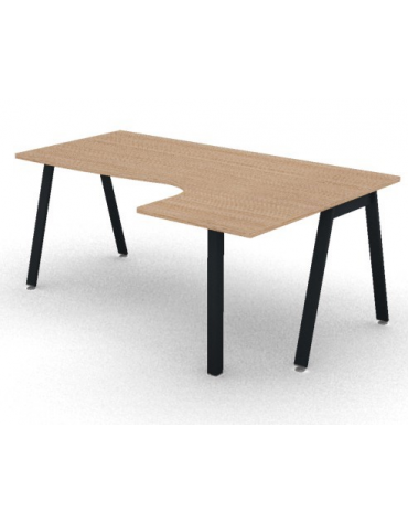 Workstation Dx con gamba autoportante e gambe inclinate - piano melaminico spessore mm 25 - Colori a scelta - cm 180x120x74h