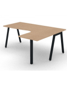 Workstation Dx con gamba autoportante e gambe inclinate  - piano melaminico spessore mm 25 - Colori a scelta - cm 180x140x74h