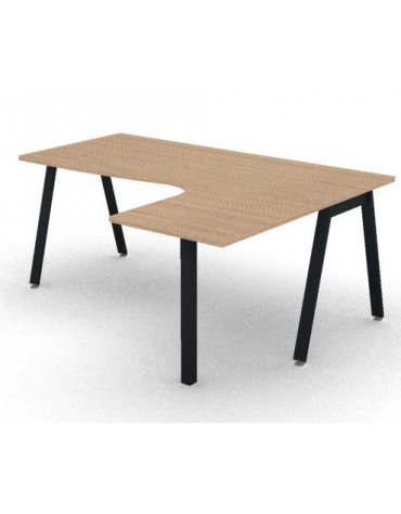 Workstation Dx con gamba autoportante e gambe inclinate  - piano melaminico spessore mm 25 - Colori a scelta - cm 180x140x74h