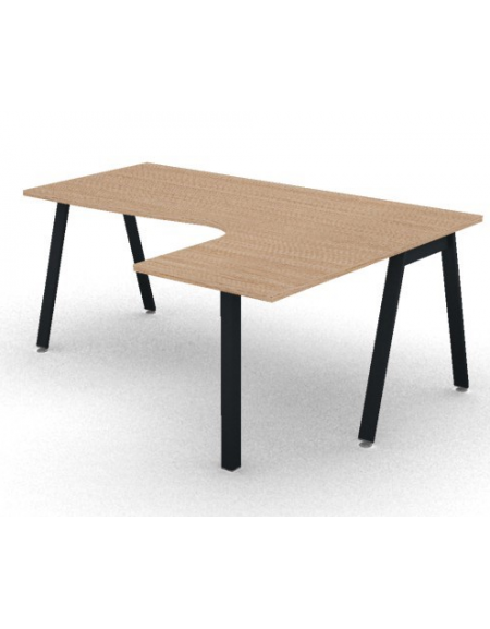 Workstation Dx con gamba autoportante e gambe inclinate  - piano melaminico spessore mm 25 - Colori a scelta - cm 180x140x74h