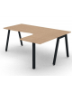 Workstation Dx con gamba autoportante e gambe inclinate  - piano melaminico spessore mm 25 - Colori a scelta - cm 180x140x74h