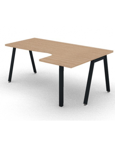 Workstation Dx con gamba autoportante e gambe a ponte - piano melaminico spessore mm 30 - Colori a scelta - cm 180x120x74,5h