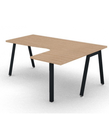 Workstation Dx con gamba autoportante e gambe inclinate - piano melaminico spessore mm 30 - Colori a scelta - cm 180x140x74,5h