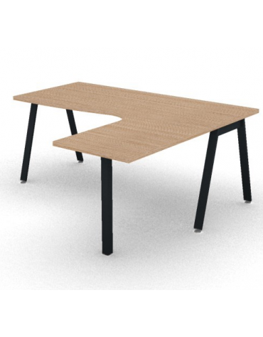 Workstation Dx con gamba autoportante e gambe inclinate - piano melaminico spessore mm 30 - Colori a scelta - cm 180x160x74,5h