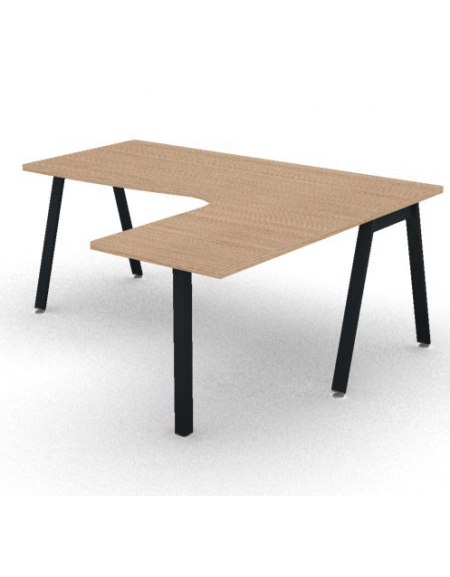 Workstation Dx con gamba autoportante e gambe inclinate - piano melaminico spessore mm 30 - Colori a scelta - cm 180x160x74,5h