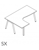 Workstation Sx con gamba autoportante e gambe inclienate - piano melaminico spessore mm 25 - Colori a scelta - cm 180x120x74h