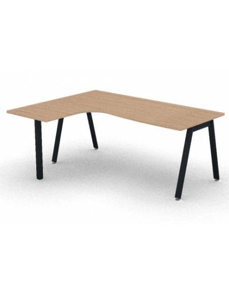 Workstation Sx con gamba autoportante e gambe inclienate - piano melaminico spessore mm 25 - Colori a scelta - cm 180x140x74h