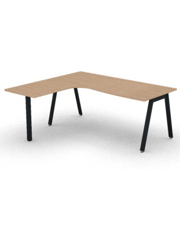Workstation Sx con gamba autoportante e gambe inclienate - piano melaminico spessore mm 25 - Colori a scelta - cm 180x160x74h