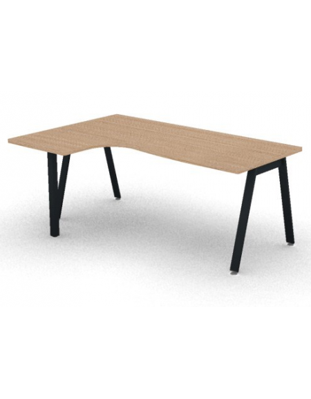 Workstation Sx con gamba autoportante e gambe inclienate - piano melaminico spessore mm 30 - Colori a scelta - cm 180x120x74,5h