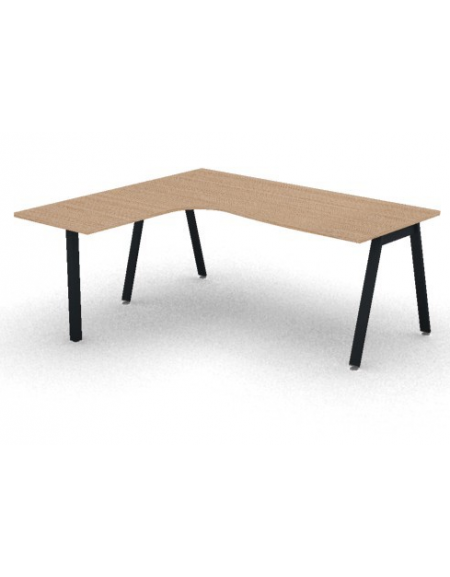Workstation Sx con gamba autoportante e gambe inclienate - piano melaminico spessore mm 30 - Colori a scelta - cm 180x160x74,5h