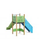 Torre senza tetto con scivolo in polietilene rotazionale - pali in legno termotrattato - cm 252x374x250h