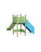 Torre senza tetto con scivolo in polietilene rotazionale - pali in legno termotrattato - cm 252x374x250h