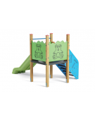 Mini torre con scivolo in polietilene rotazionale - pali in legno di pino termotrattato - cm 192x322x200h